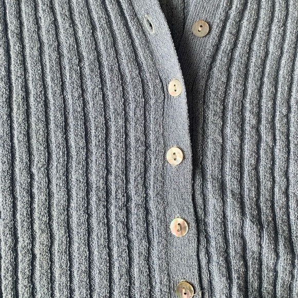 LIGHT BLUE RIBBED CARDIGAN - Picture 4 of 5